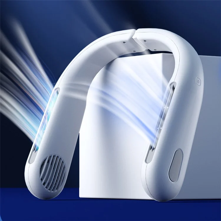 WT-F64 USB Charging Summer Air Cooling Neck Fan Leafless Hanging Neck Fan Bladeless Neckband Fan - Bianco