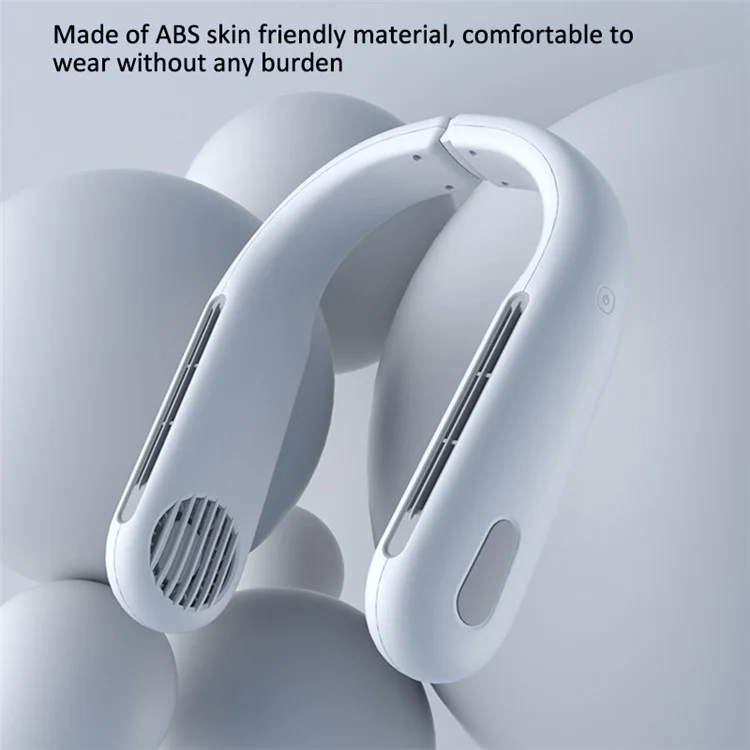 WT-F64 USB Charging Summer Air Cooling Neck Fan Leafless Hanging Neck Fan Bladeless Neckband Fan - Bianco