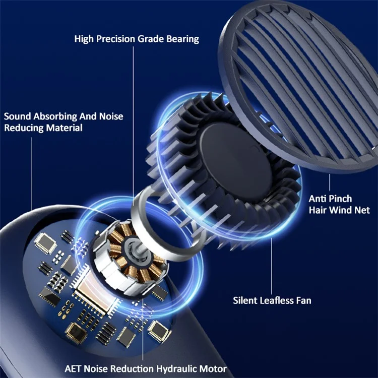 WT-F64 USB Charging Summer Air Cooling Neck Fan Leafless Hanging Neck Fan Bladeless Neckband Fan - Bianco