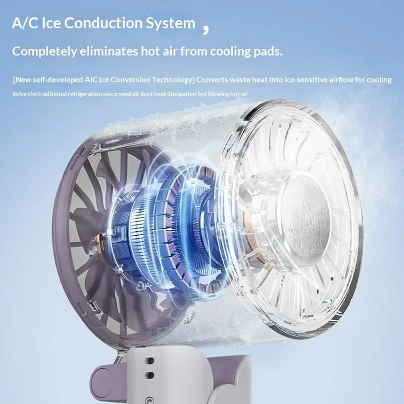 Mini Folding Fan Ice Cooling 5-Speed Handheld Portable Desktop Umbrella Clip Fan for Summer - White / Pink