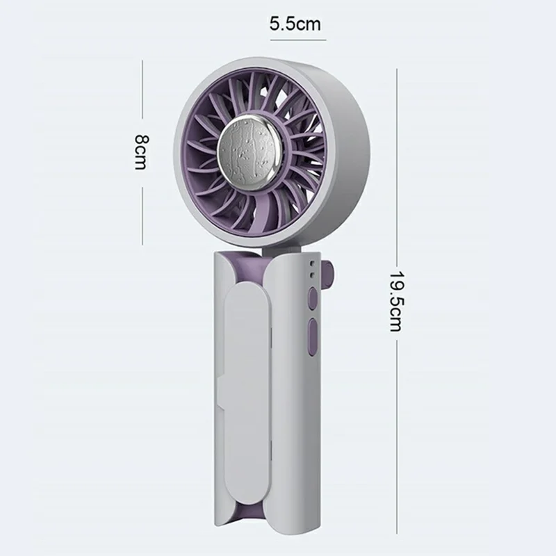 Mini Folding Fan Ice Cooling 5-Speed Handheld Portable Desktop Umbrella Clip Fan for Summer - White / Pink