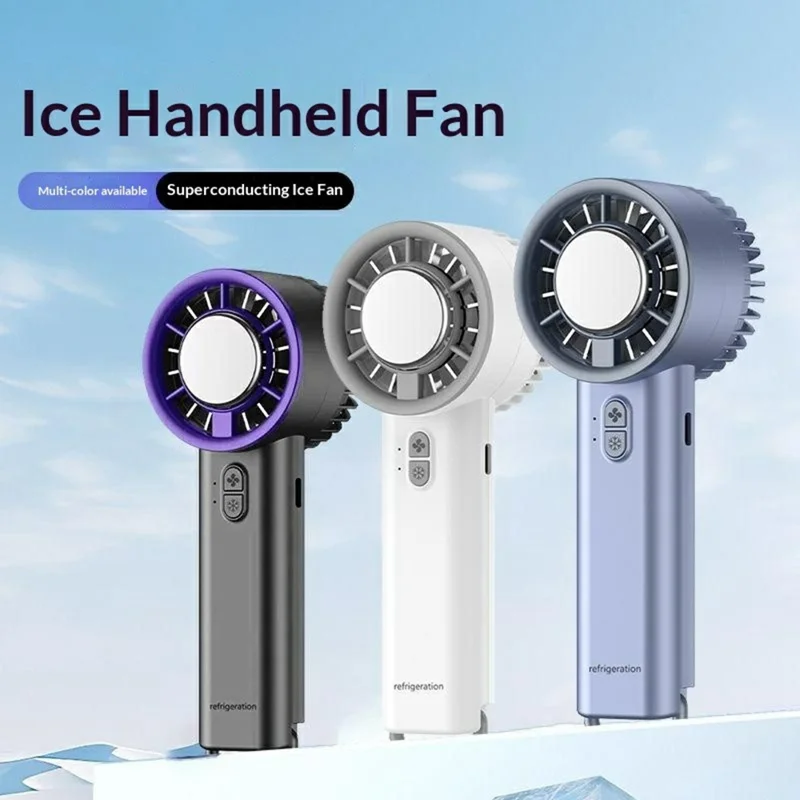 Portable Handheld Mini Fan TYPE-C Rechargeable Ice Compress Turbo Cooling Fan for Summer Outdoor - White