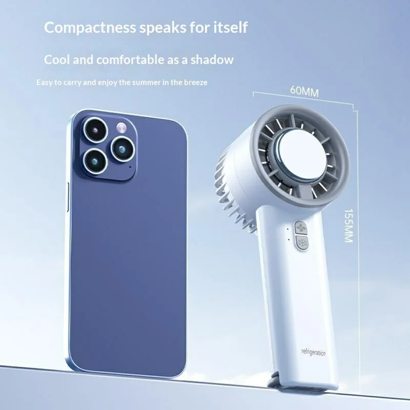 Portable Handheld Mini Fan TYPE-C Rechargeable Ice Compress Turbo Cooling Fan for Summer Outdoor - White