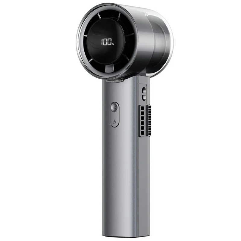 Ventilador Portátil WT-F516 4500mAh com Ângulo de 90 Graus, Ecrã LED, Ventilador de Arrefecimento TEC com Carregamento Type-C para Viagens ao Ar Livre - Cinzento