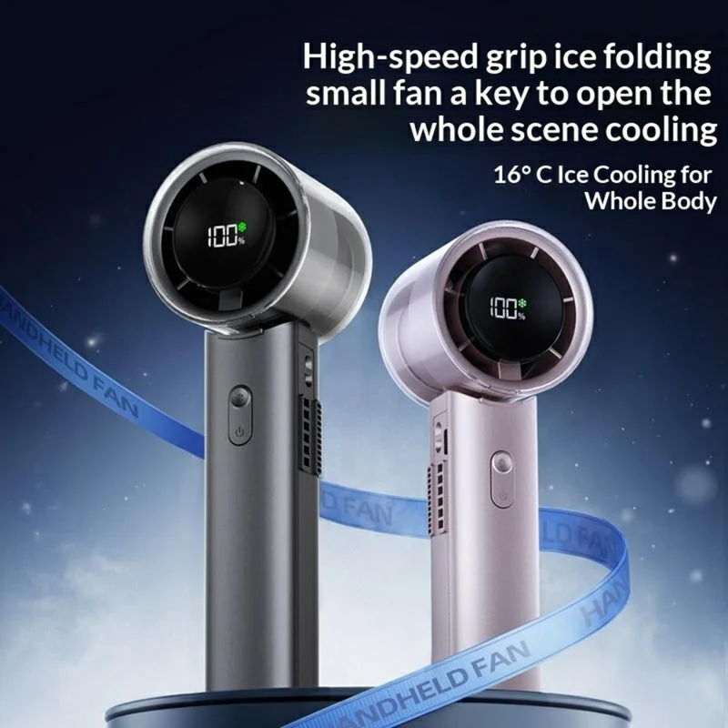 Ventilador Portátil WT-F516 4500mAh com Ângulo de 90 Graus, Ecrã LED, Ventilador de Arrefecimento TEC com Carregamento Type-C para Viagens ao Ar Livre - Cinzento