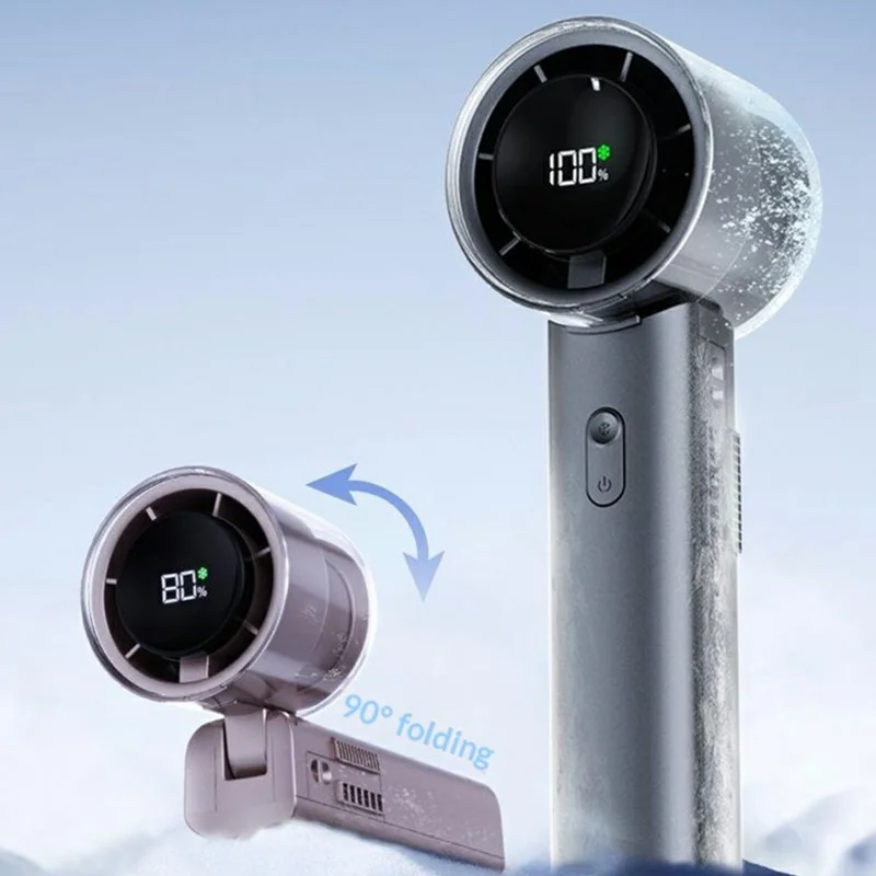 Ventilador Portátil WT-F516 4500mAh com Ângulo de 90 Graus, Ecrã LED, Ventilador de Arrefecimento TEC com Carregamento Type-C para Viagens ao Ar Livre - Cinzento