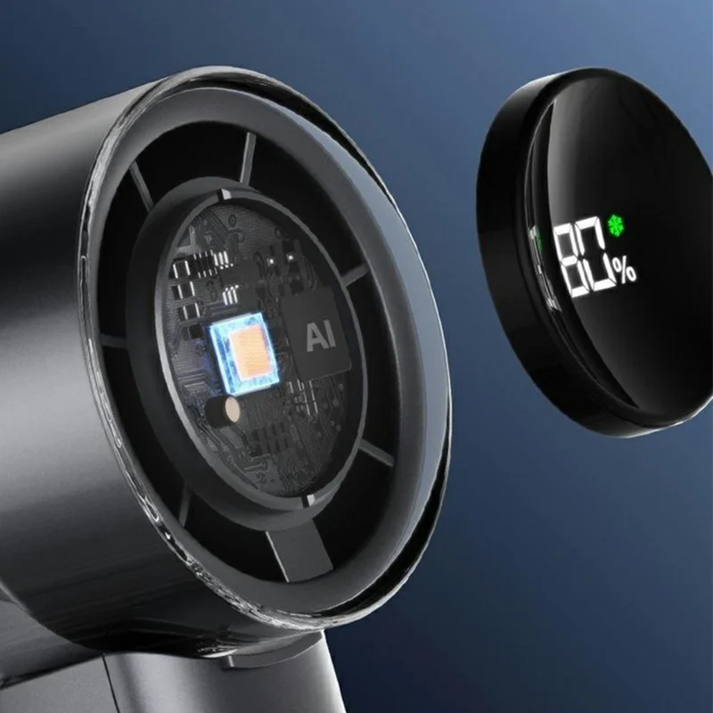 Ventilador Portátil WT-F516 4500mAh com Ângulo de 90 Graus, Ecrã LED, Ventilador de Arrefecimento TEC com Carregamento Type-C para Viagens ao Ar Livre - Cinzento