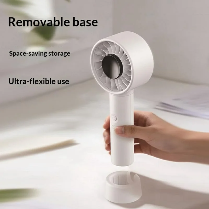 WT-F602 Handheld Oscillating Fan 100-Speed LED Display 4500mAh Rechargeable Portable Desktop Fan - White