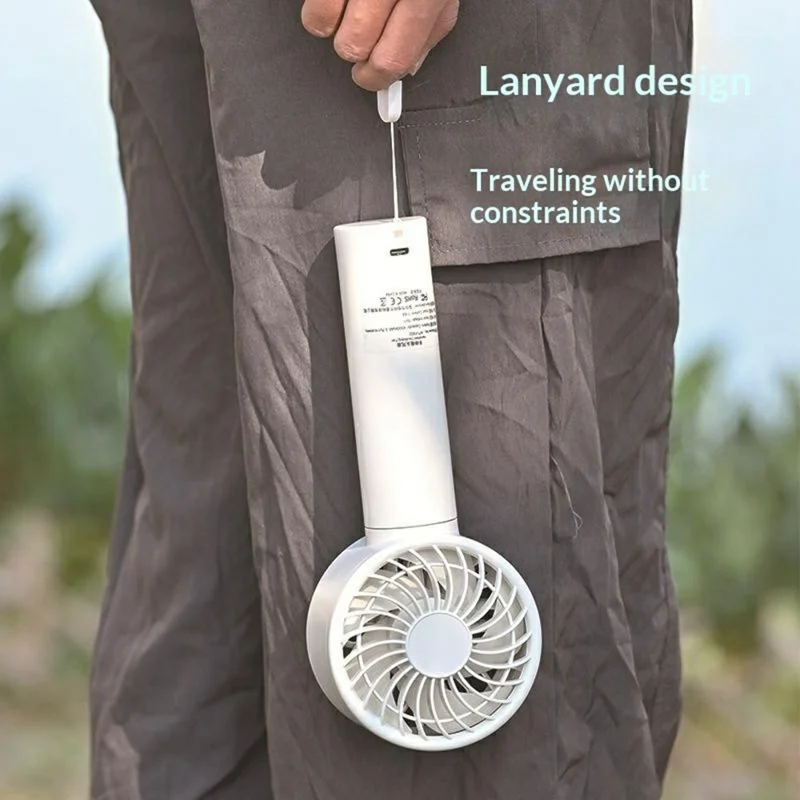 WT-F602 Handheld Oscillating Fan 100-Speed LED Display 4500mAh Rechargeable Portable Desktop Fan - White