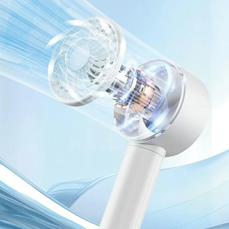 WT-F602 Handheld Oscillating Fan 100-Speed LED Display 4500mAh Rechargeable Portable Desktop Fan - White