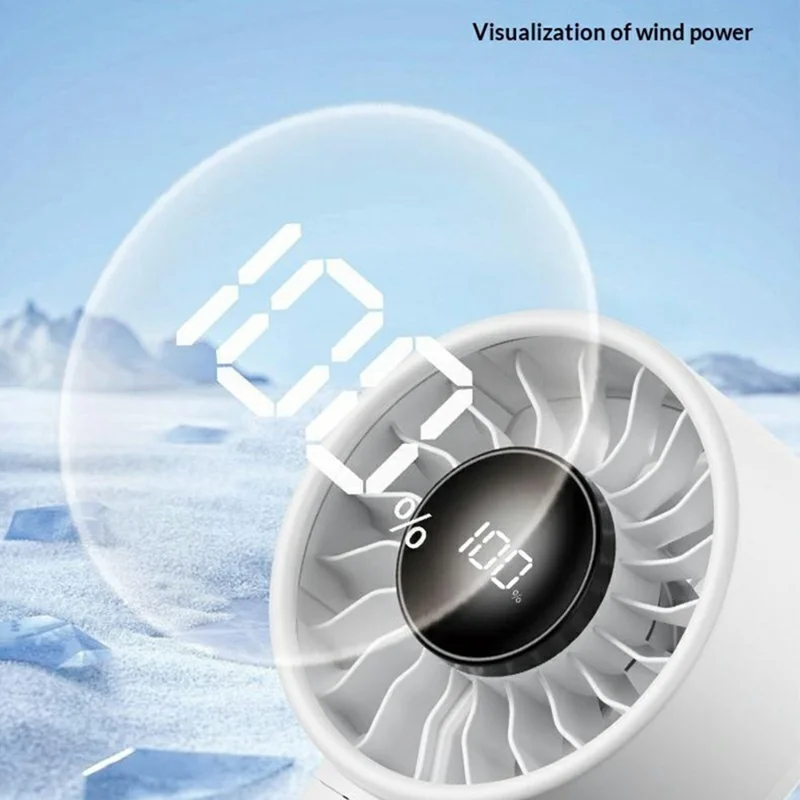 WT-F602 Handheld Oscillating Fan 100-Speed LED Display 4500mAh Rechargeable Portable Desktop Fan - White
