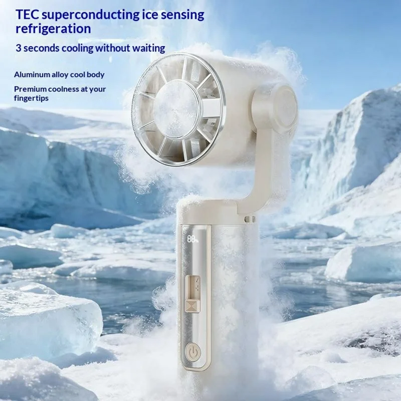 WT-H23 Portable Neck Fan 199-Speed 3000mAh Type-C Handheld Desktop TEC Semiconductor Cooling Fan - Khaki