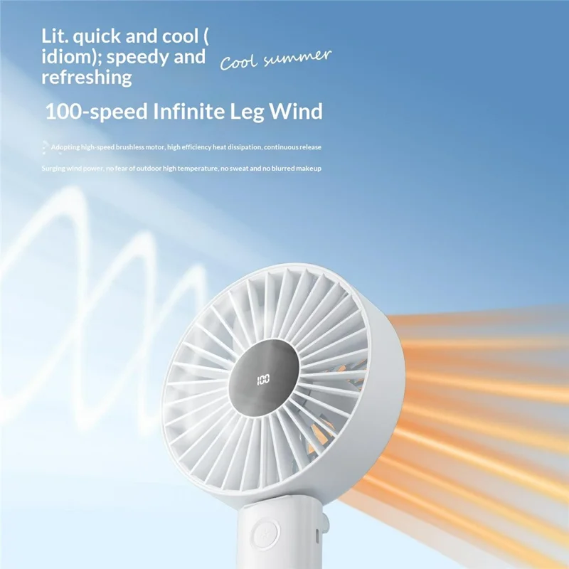 N30 Handheld Desktop Fan 4000mAh 100-Speed Levels Type-C Fast Charging 180 Degree Foldable Fan for Outdoor - White