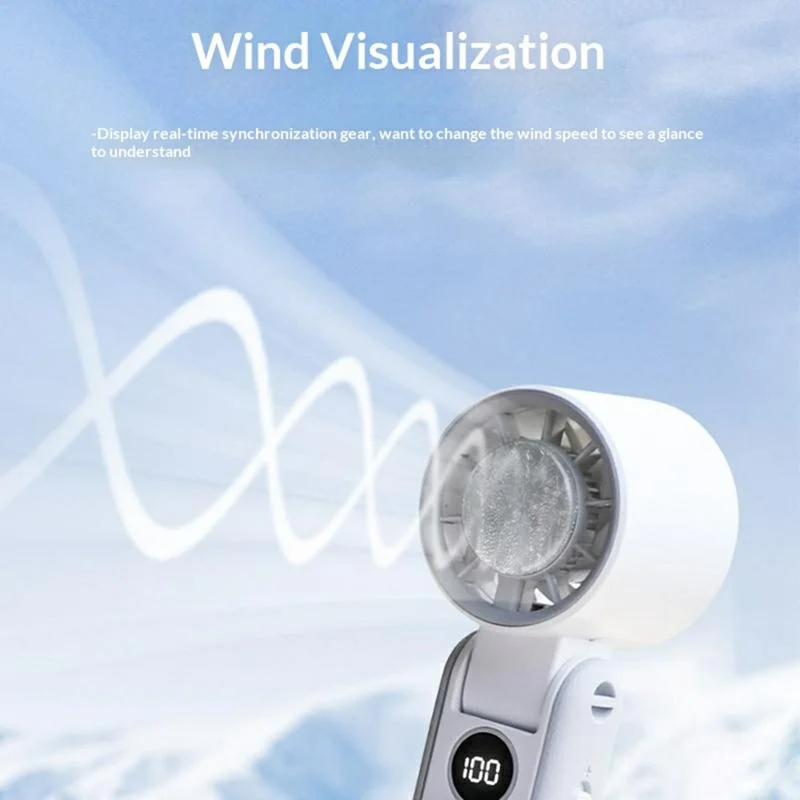 RD20 Foldable Cooling Fan 3000mAh Ice Cooling Portable Neck Hanging Handheld Desktop Mini Fan for Outdoor - White