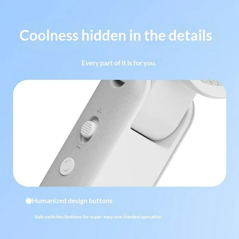 RD20 Foldable Cooling Fan 3000mAh Ice Cooling Portable Neck Hanging Handheld Desktop Mini Fan for Outdoor - White