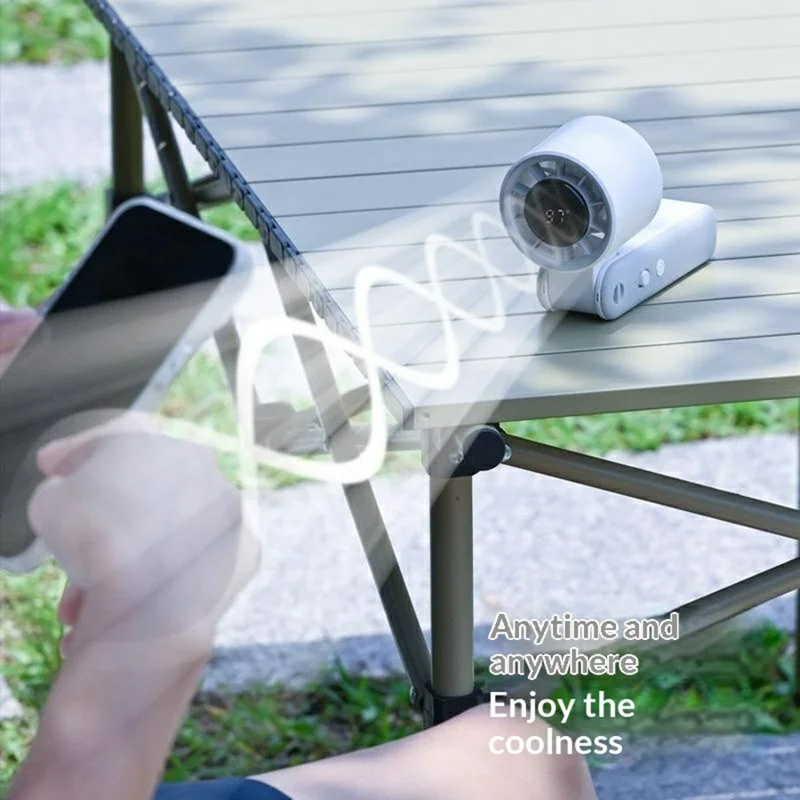 RD25 Foldable High Speed Fan 3000mAh Portable Handheld Desktop Neck Hanging Turbo Cooling Mini Fan for Office Outdoor - White