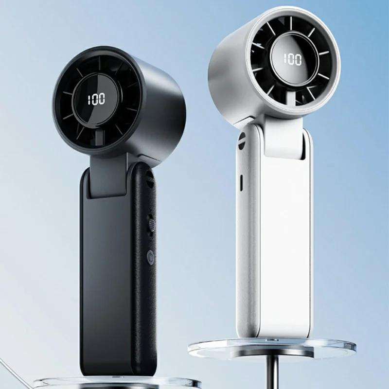 RD25 Foldable High Speed Fan 3000mAh Portable Handheld Desktop Neck Hanging Turbo Cooling Mini Fan for Office Outdoor - White