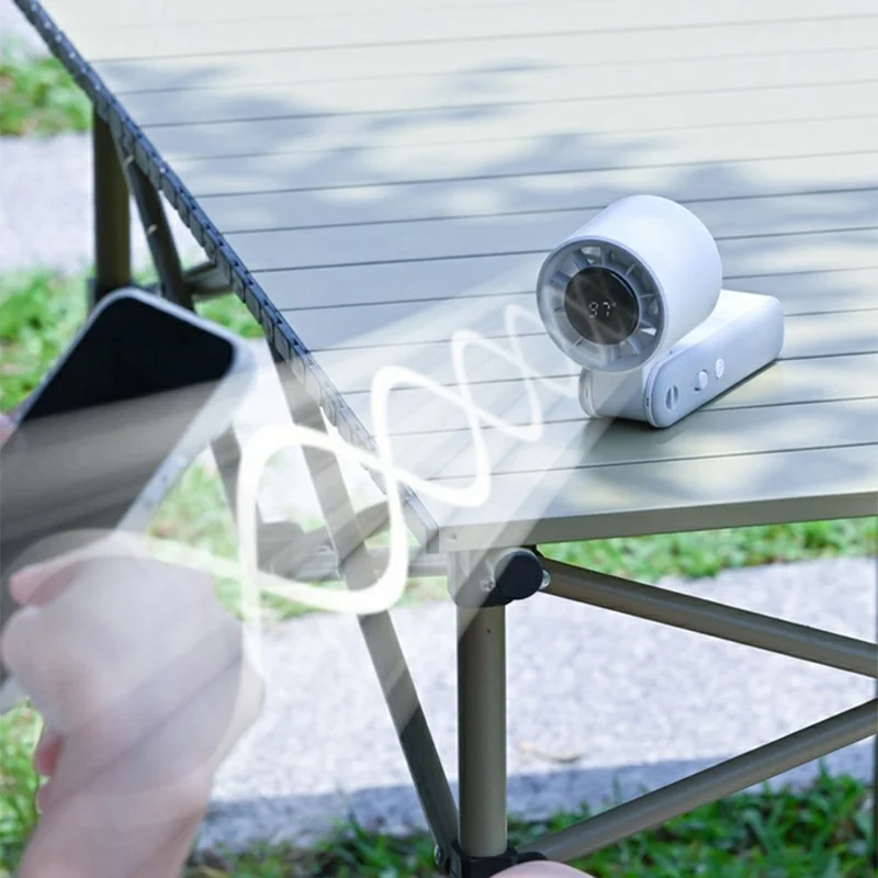 RD25 Foldable High Speed Fan 3000mAh Portable Handheld Desktop Neck Hanging Turbo Cooling Mini Fan for Office Outdoor - White