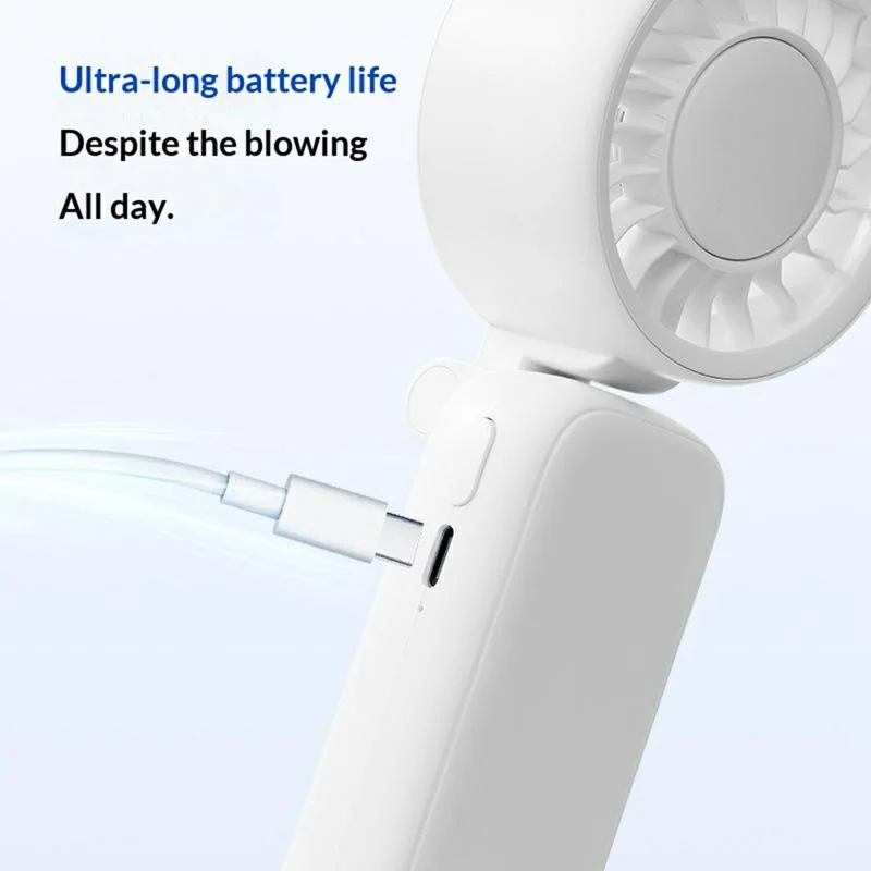 L-68 Multifunctional Handheld Foldable Clip Fan 2000mAh 6400RPM 3-Speed Portable Fan for Stroller Umbrella Desktop - White