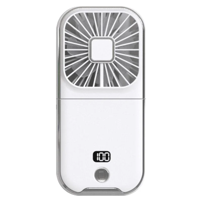 F30 Pro Digital Display Folding Fan Power Bank Function 4 Speeds Cooling Fan with Neck Lanyard - White