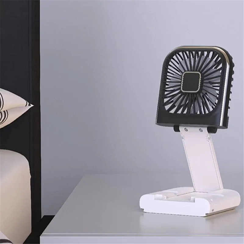 F30 Pro Digital Display Folding Fan Power Bank Function 4 Speeds Cooling Fan with Neck Lanyard - White