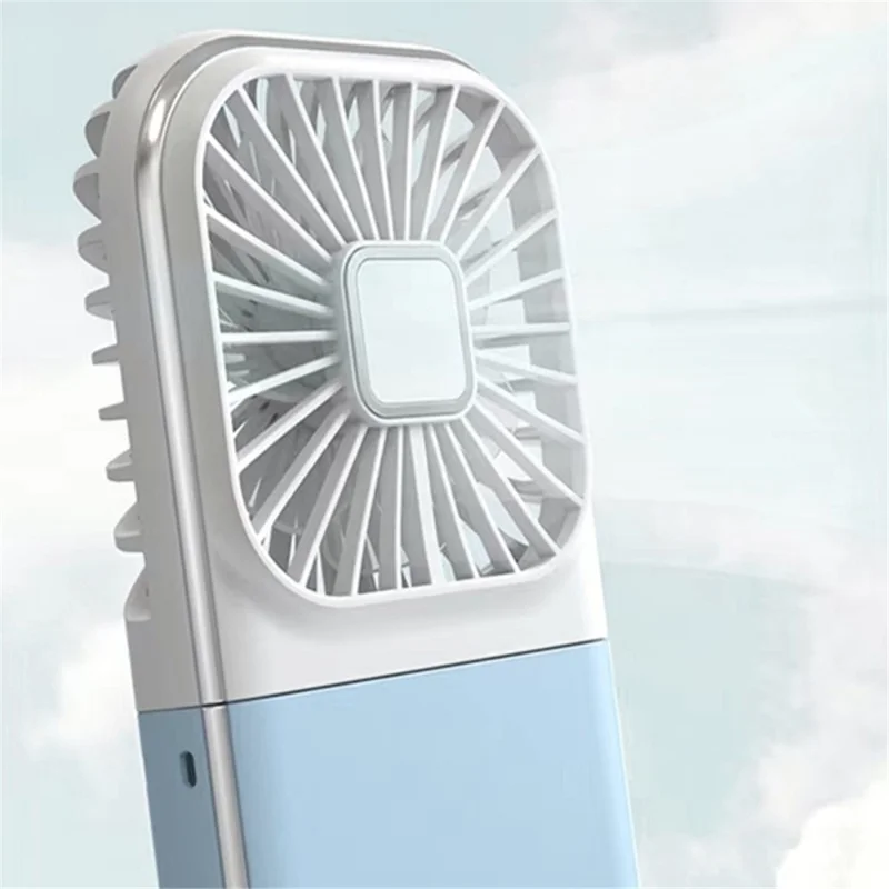 F30 Pro Digital Display Folding Fan Power Bank Function 4 Speeds Cooling Fan with Neck Lanyard - White