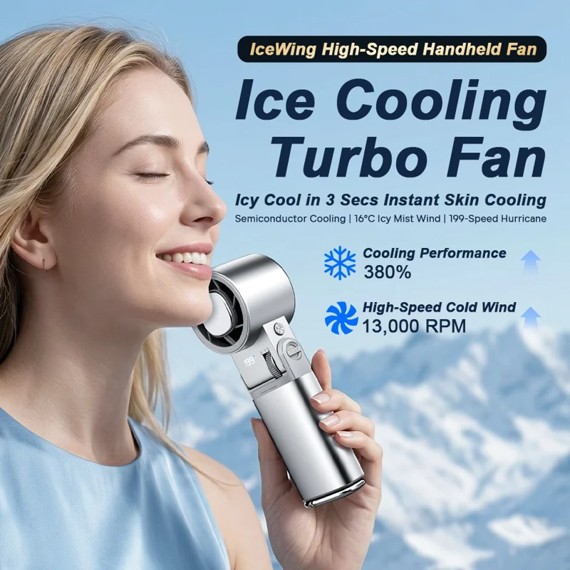 Ventilatore Portatile JF181 6000mAh Ricaricabile USB con Raffreddamento a Semiconduttore e Luce LED