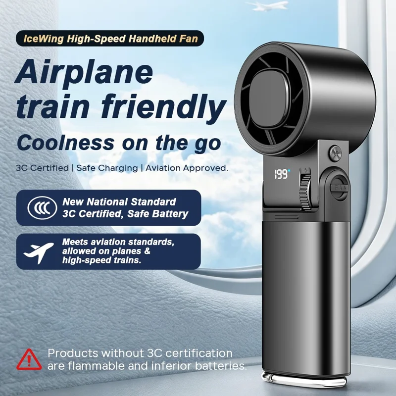 Ventilatore Portatile JF181 6000mAh Ricaricabile USB con Raffreddamento a Semiconduttore e Luce LED