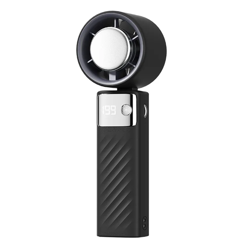 JF132 Handheld Cooling Fan Foldable 199-Speed 3000mAh Digital Display USB-C Portable Desktop Cooler Fan - Black