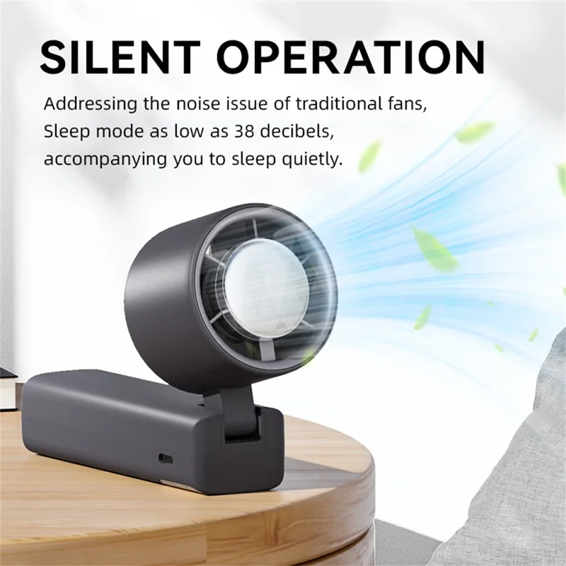 JF132 Handheld Cooling Fan Foldable 199-Speed 3000mAh Digital Display USB-C Portable Desktop Cooler Fan - Black