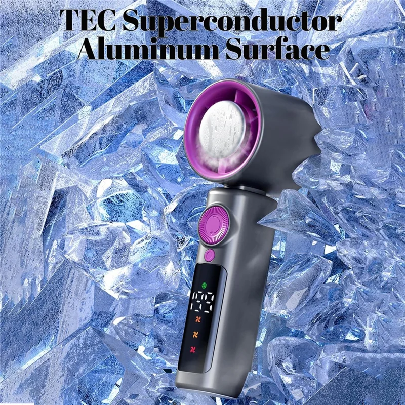 JF139 Portable Handheld Fan 4000mAh Digital Display 199-Speed USB Rechargeable Cooling Fan for Outdoor Office - Grey