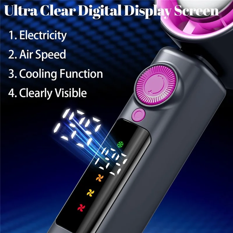 JF139 Portable Handheld Fan 4000mAh Digital Display 199-Speed USB Rechargeable Cooling Fan for Outdoor Office - Grey