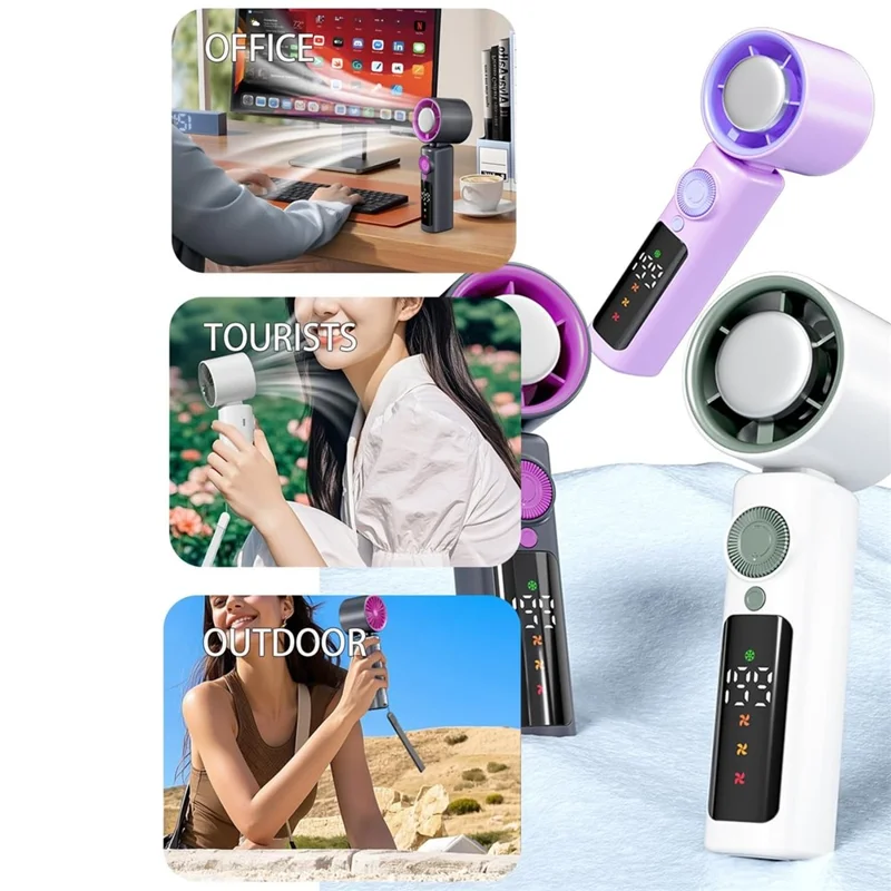 JF139 Portable Handheld Fan 4000mAh Digital Display 199-Speed USB Rechargeable Cooling Fan for Outdoor Office - Grey