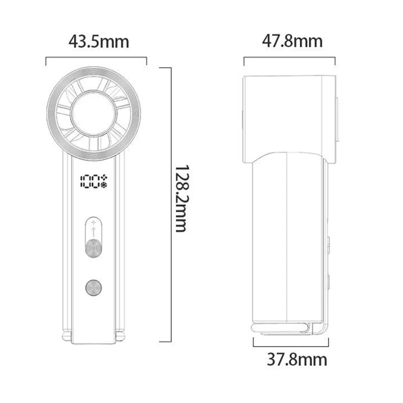 Y63 Handheld Mini Fan Ice Compress Cooling 3000mAh USB-C HD Display Portable Fan for Outdoor Hiking - Grey