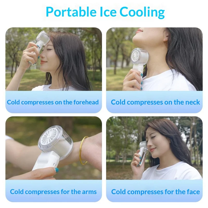 Y70 Foldable Ice Spray Fan 16°C Cooling Mist 3600mAh Portable Handheld Neck Desktop Fan for Summer Outdoor - White