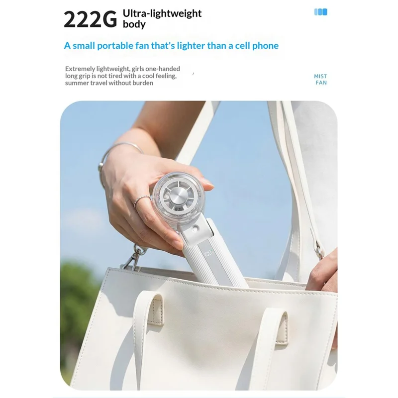Y70 Foldable Ice Spray Fan 16°C Cooling Mist 3600mAh Portable Handheld Neck Desktop Fan for Summer Outdoor - White