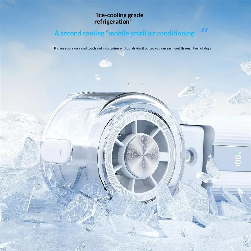 Y70 Foldable Ice Spray Fan 16°C Cooling Mist 3600mAh Portable Handheld Neck Desktop Fan for Summer Outdoor - White