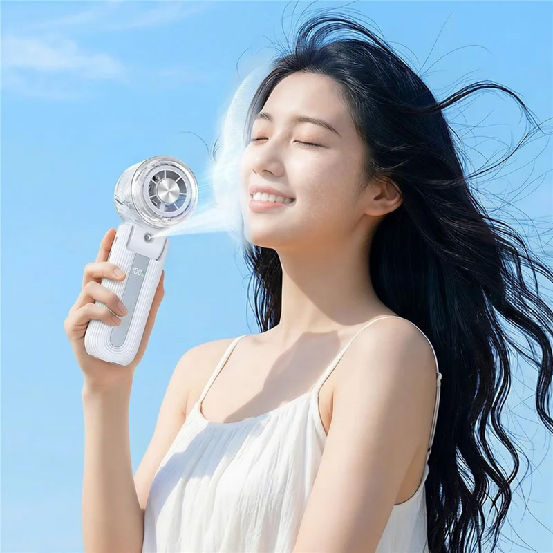 Y70 Foldable Ice Spray Fan 16°C Cooling Mist 3600mAh Portable Handheld Neck Desktop Fan for Summer Outdoor - White