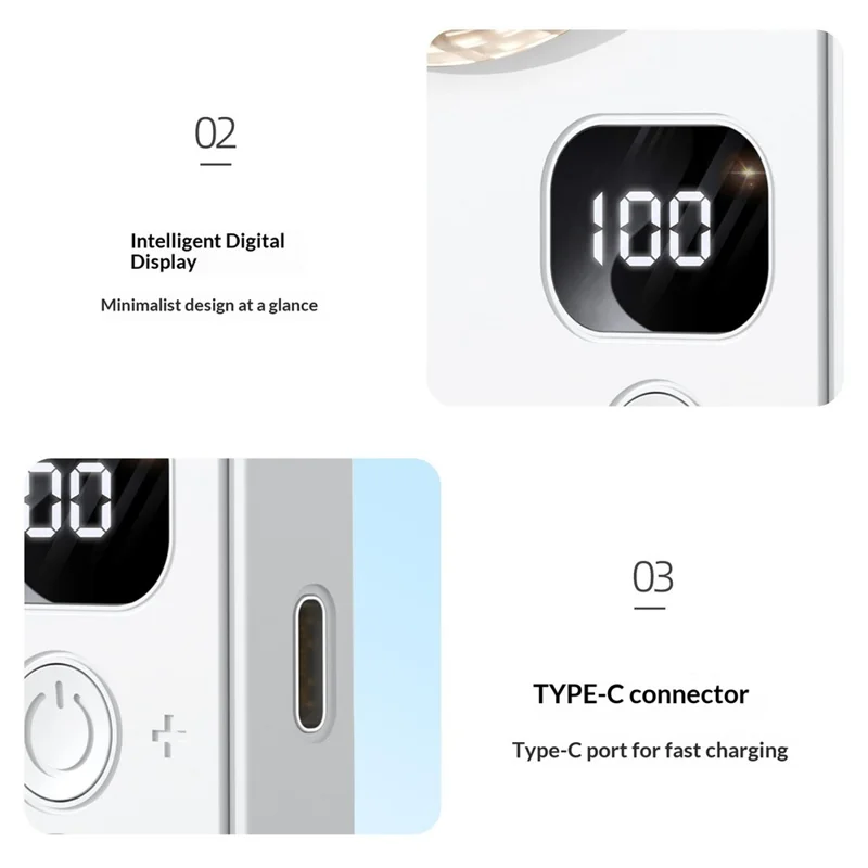 X28 Ultra-Slim Card Design Cooling Fan Pocket Desktop Portable Handheld Mini Fan with Hand Strap - White