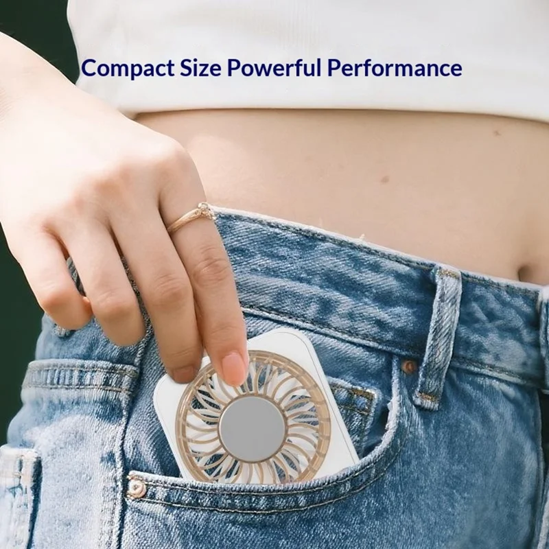 X28 Ultra-Slim Card Design Cooling Fan Pocket Desktop Portable Handheld Mini Fan with Hand Strap - White