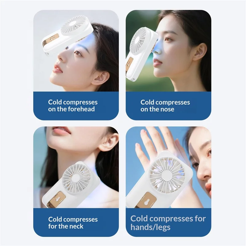 X28 Ultra-Slim Card Design Cooling Fan Pocket Desktop Portable Handheld Mini Fan with Hand Strap - White