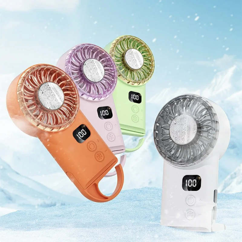 Ventilatore Portatile X33 con Raffreddamento a Semiconduttore 1800mAh, Display LED, Mini Ventilatore da Tavolo con Gancio - Bianco
