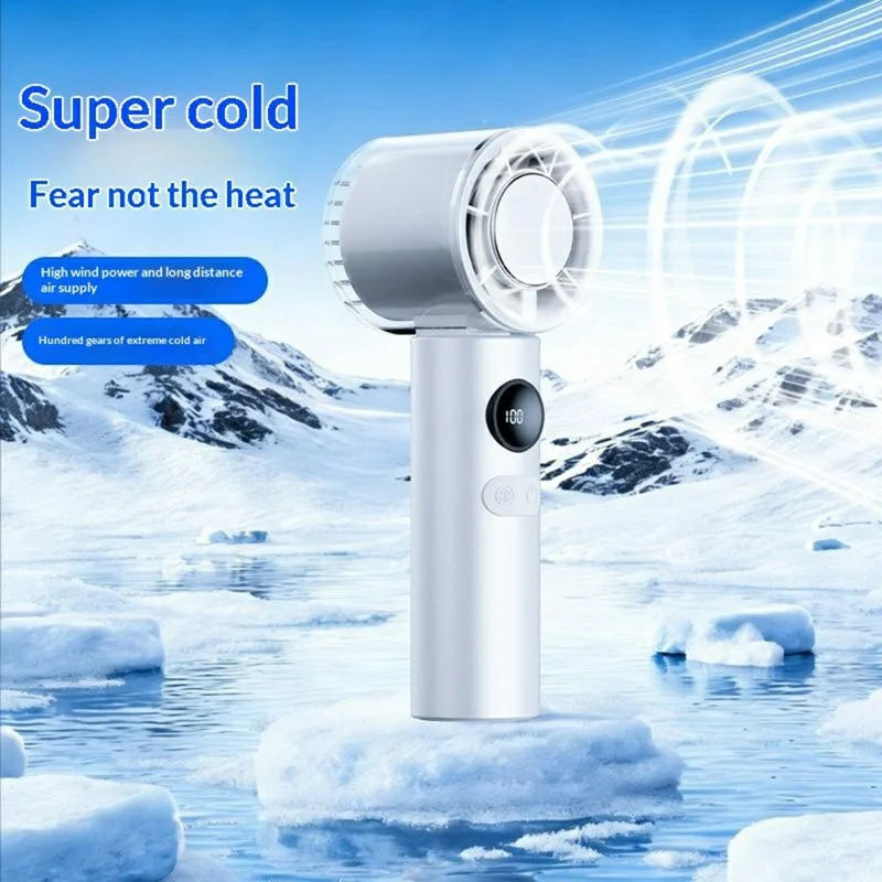 Ventaglio H26 Portatile con Raffreddamento a Semiconduttore 3000mAh, 100 Velocità, Pieghevole, da Tenere in Mano o da Collo, con Display LED - Oro Champagne