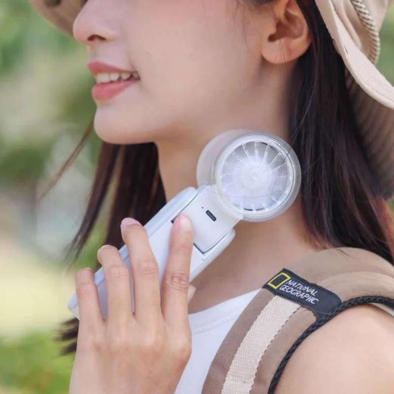 H21 Portable Semiconductor Cooling Fan 4000mAh 8000RPM Silent Handheld Foldable Neck Hanging Desktop Fan - Grey