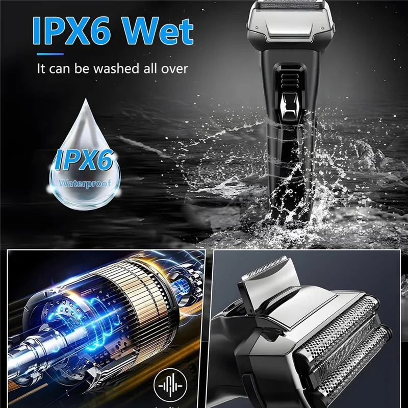 RUNWE Electric Shaver 3D Floating Head IPX6 Waterproof Type-C Fast Charging Razor for Men