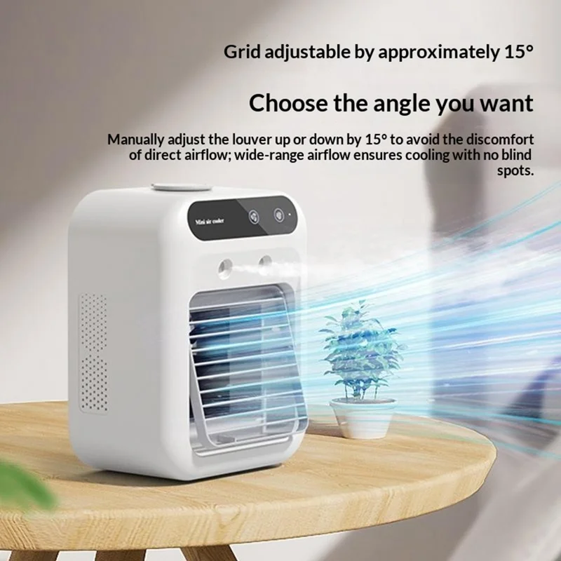 L7 Mini Air Cooler 500ml Humidifier Cooling Fan 9-Blade Spiral Design for Home Office