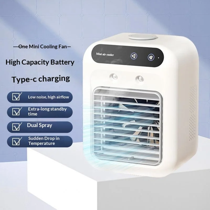 L7 Mini Air Cooler 500ml Humidifier Cooling Fan 9-Blade Spiral Design for Home Office