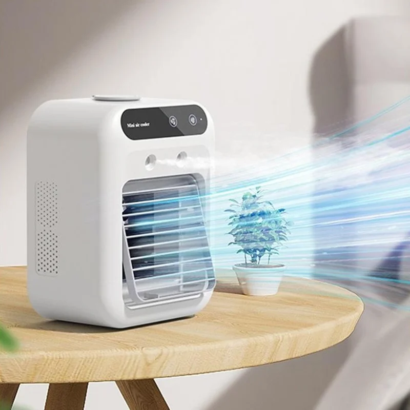 L7 Mini Air Cooler 500ml Humidifier Cooling Fan 9-Blade Spiral Design for Home Office