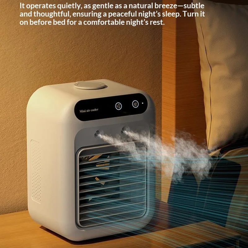 L7 Mini Air Cooler 500ml Humidifier Cooling Fan 9-Blade Spiral Design for Home Office