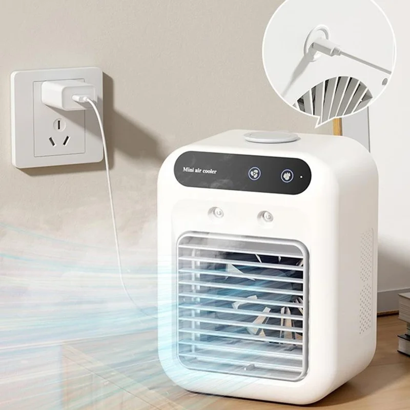 L7 Mini Air Cooler 500ml Humidifier Cooling Fan 9-Blade Spiral Design for Home Office